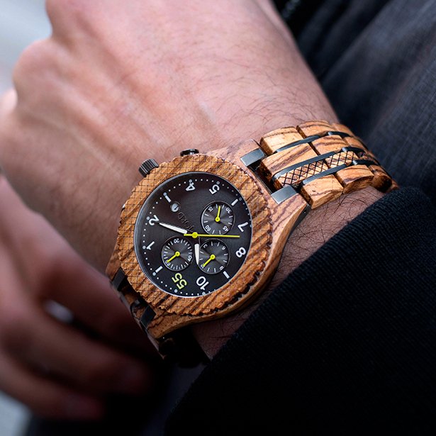 Jord Conway Zebrawood and Graphite Wooden Chronograph (wooden watches)