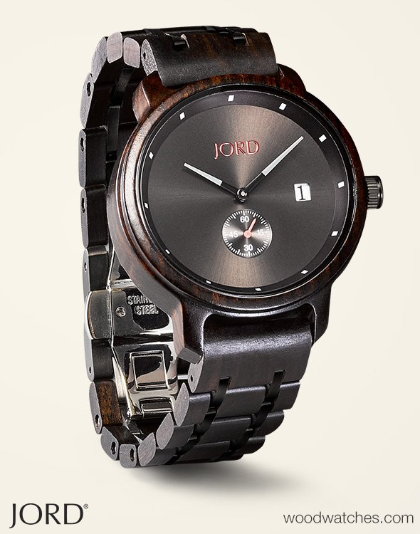 Jord Hyde Ebony and Iron Minimalist Wooden Watch (wooden watches)
