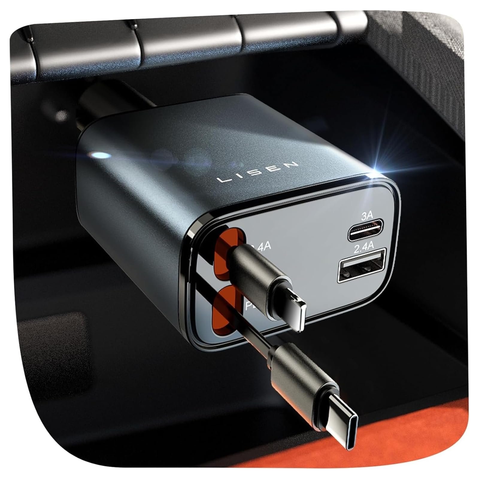 LISEN Retractable 69W Car Charger (car chargers)